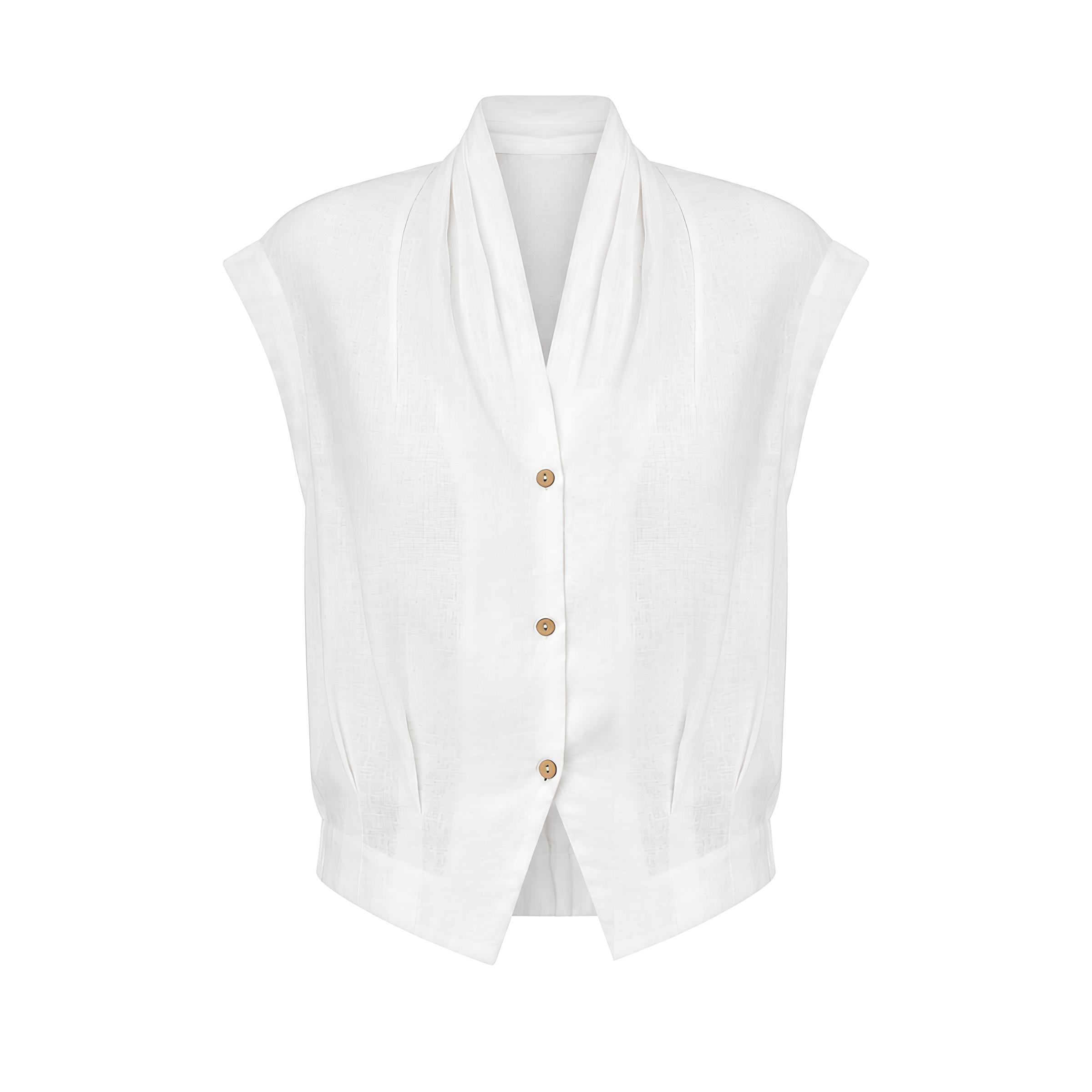 100% Linen Surplice Neck Elasticated Back Cropped Shirt VALERIA