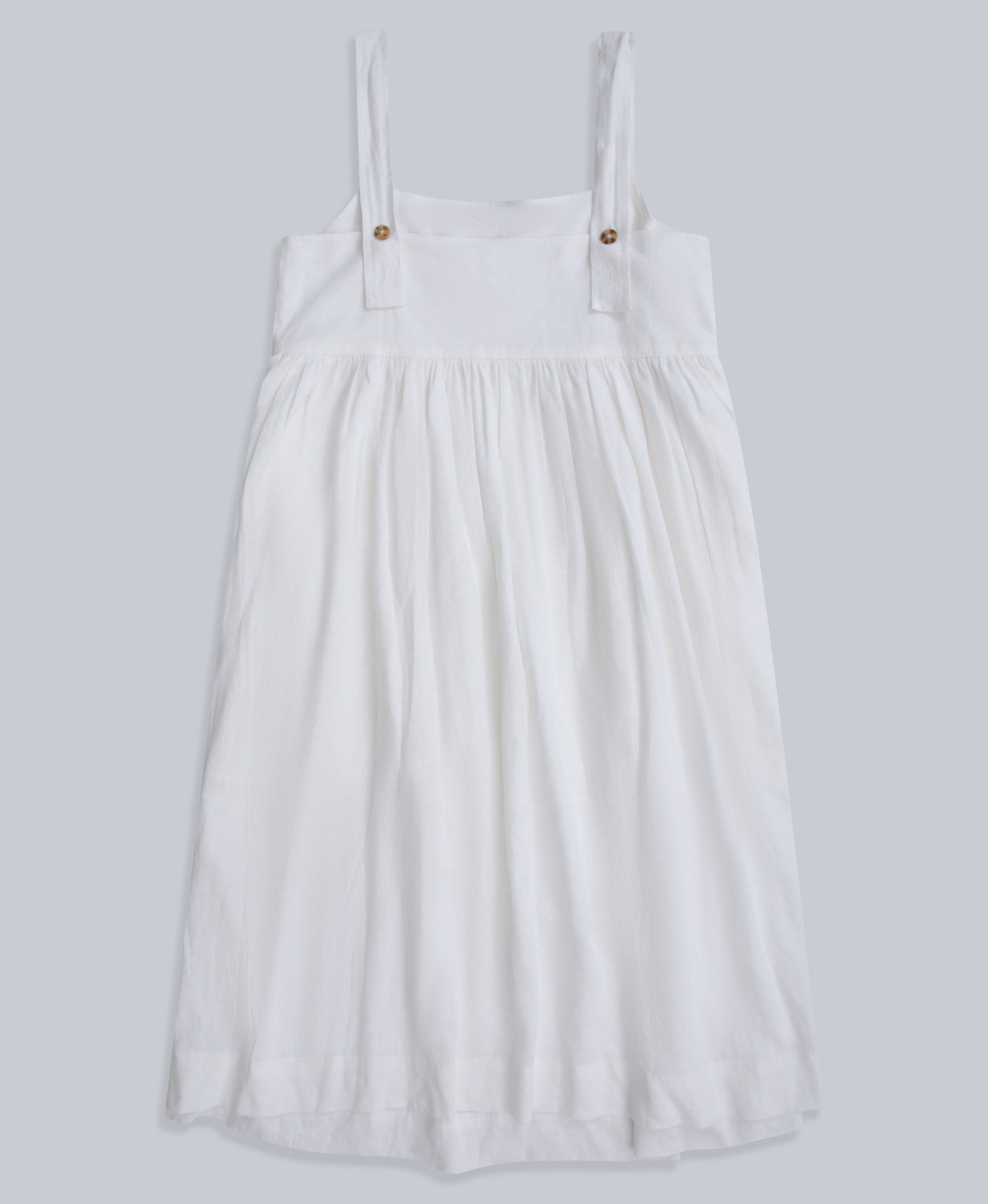 Linen Womens Midi Dress - White