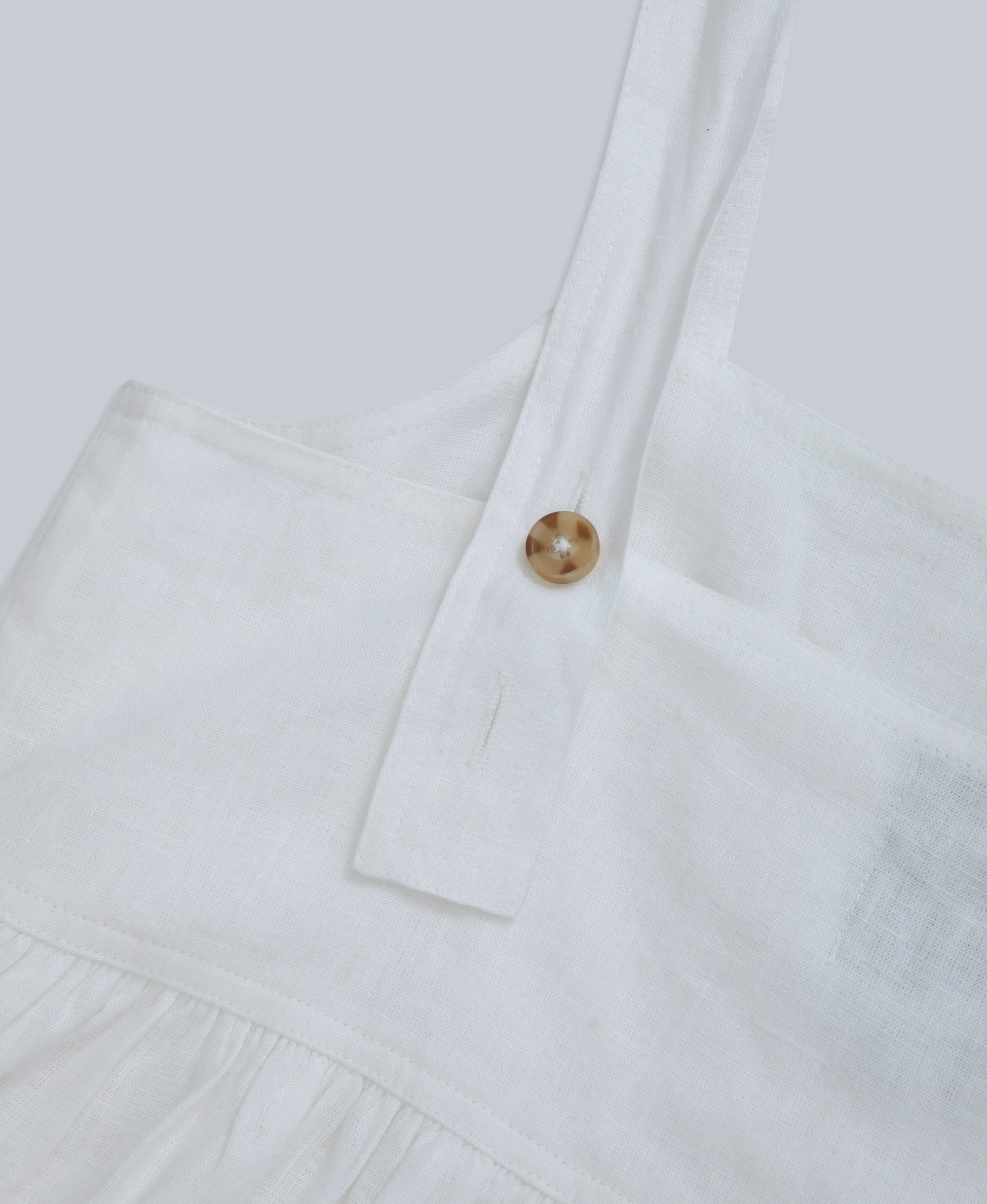 Linen Womens Midi Dress - White