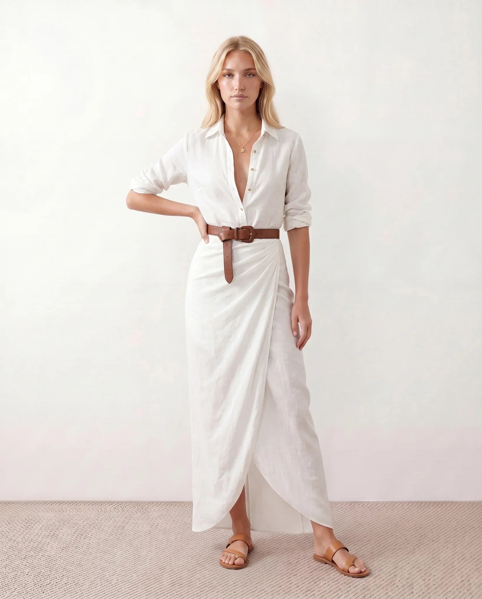Julieta Button Front Maxi Dress
