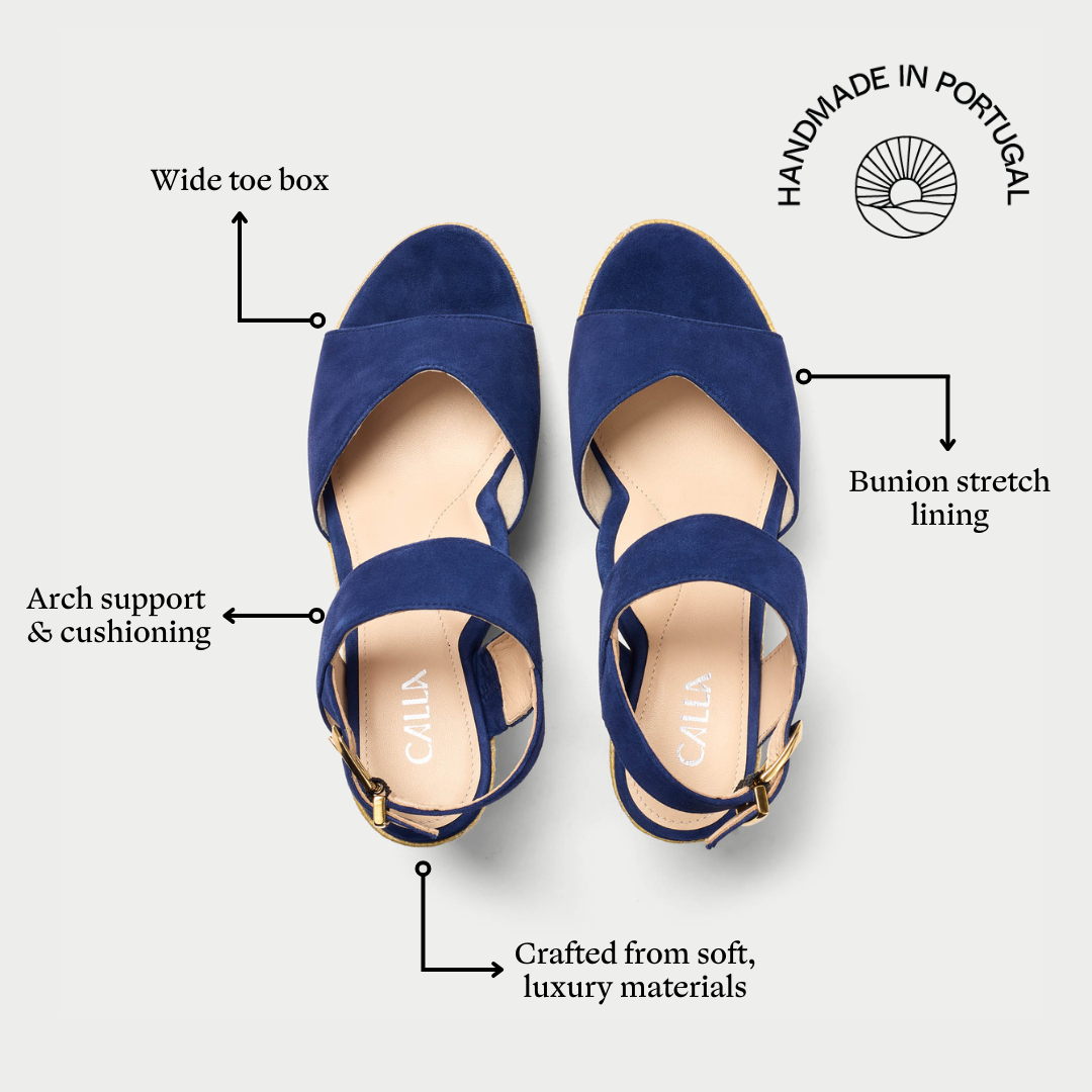 Eloise - Navy Suede Wedges