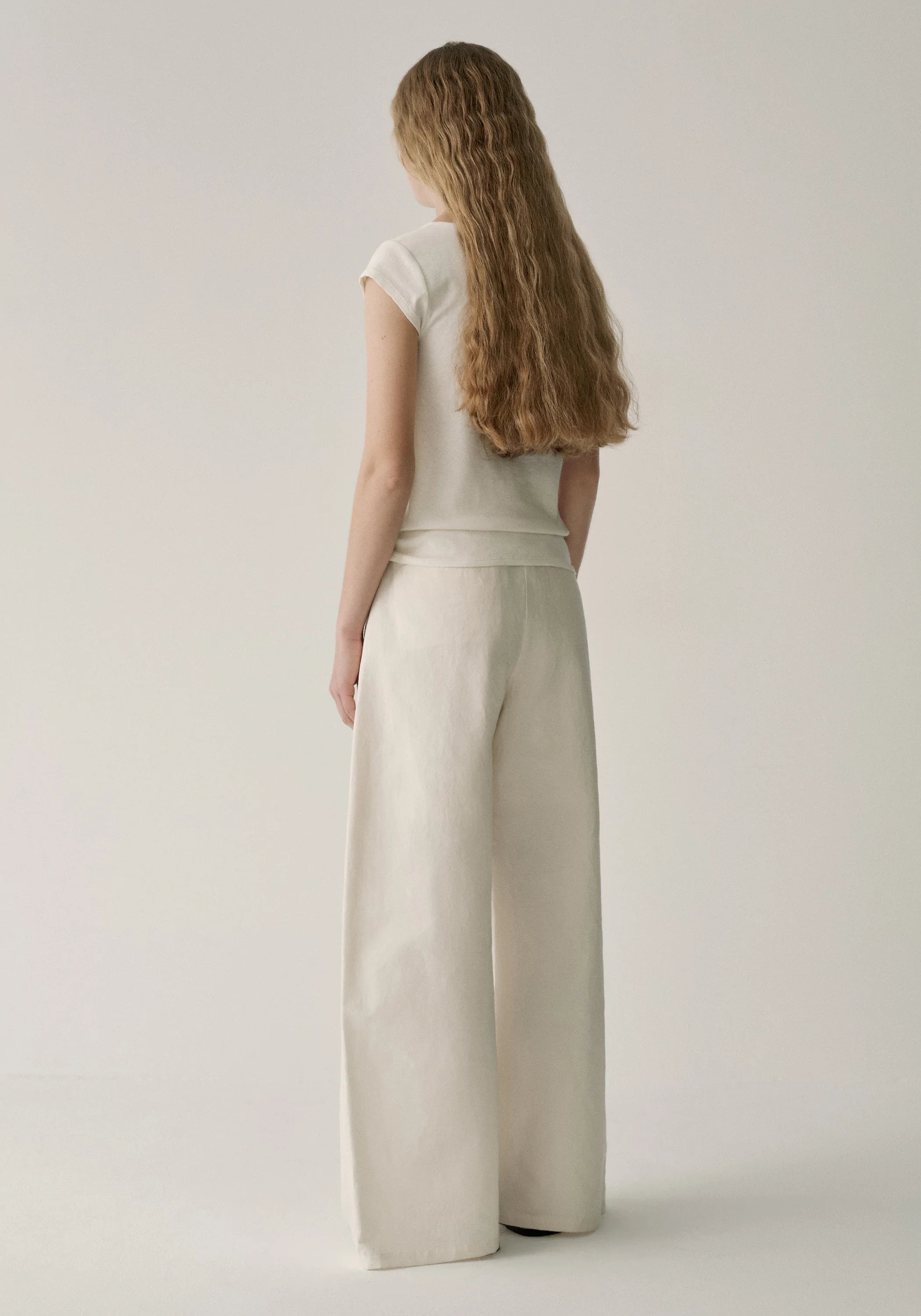 Asymmetric Cotton-linen Pants