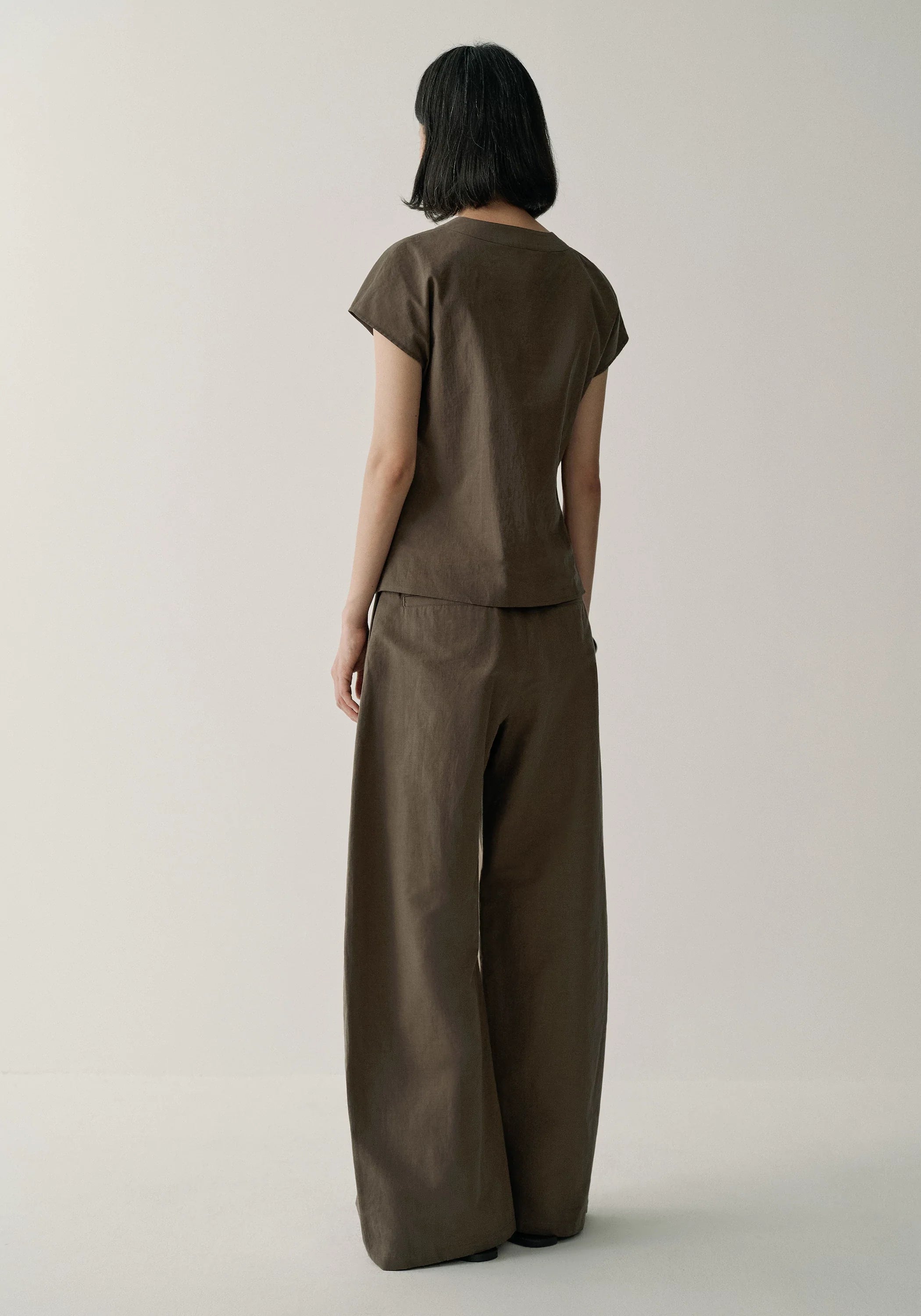 Asymmetric Cotton-linen Pants