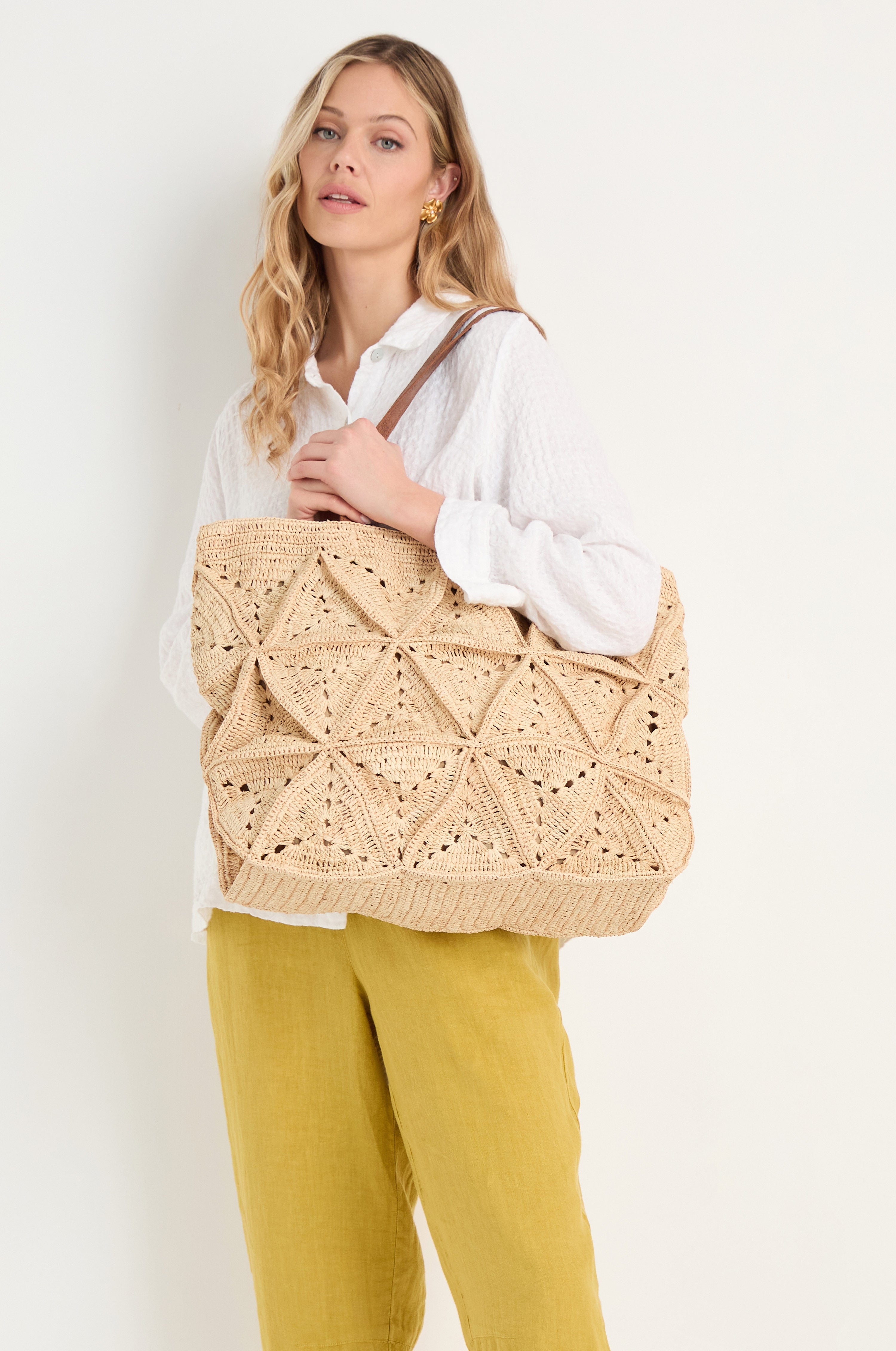 Handwoven Raffia Basket Bag