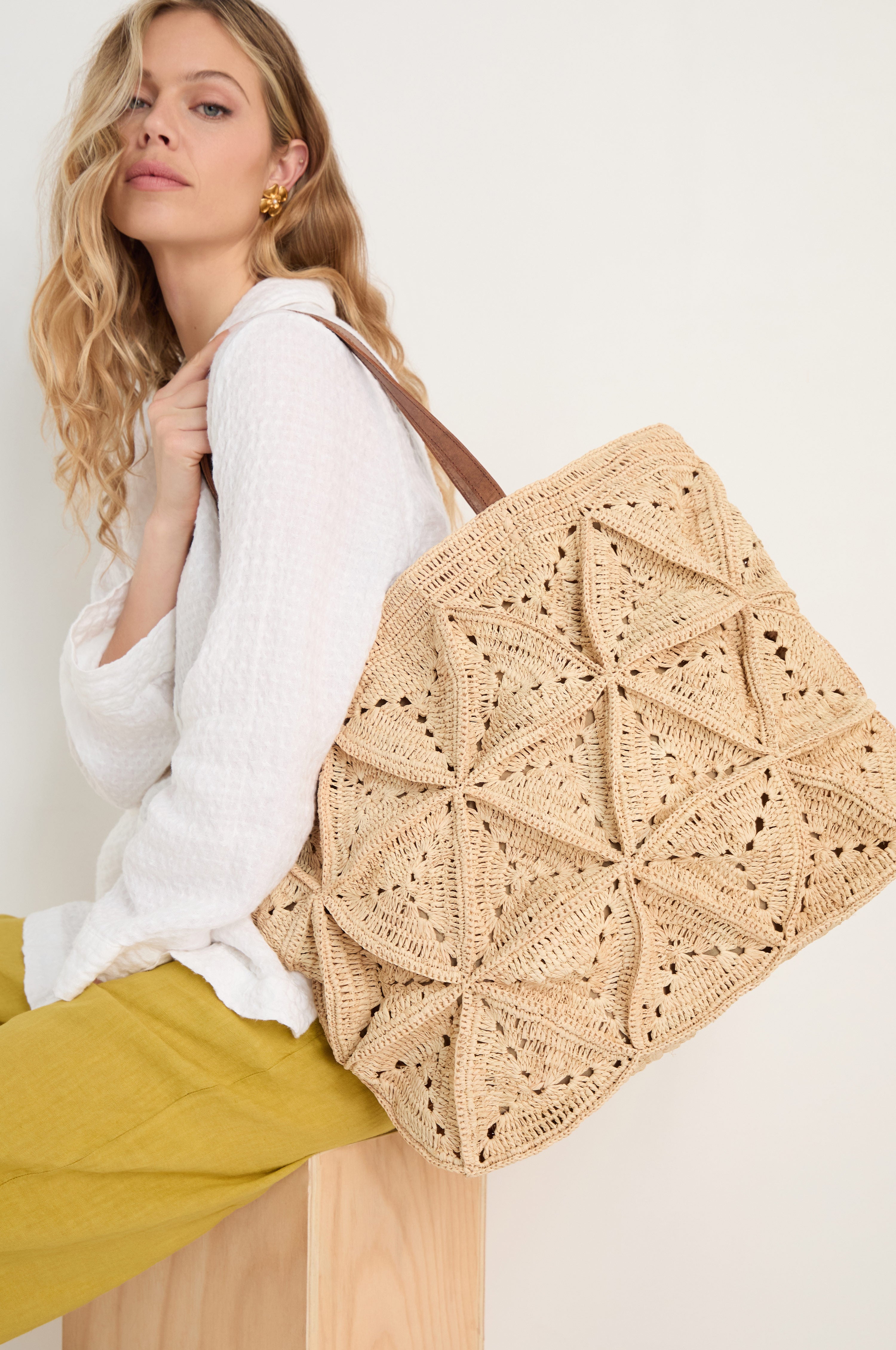 Handwoven Raffia Basket Bag