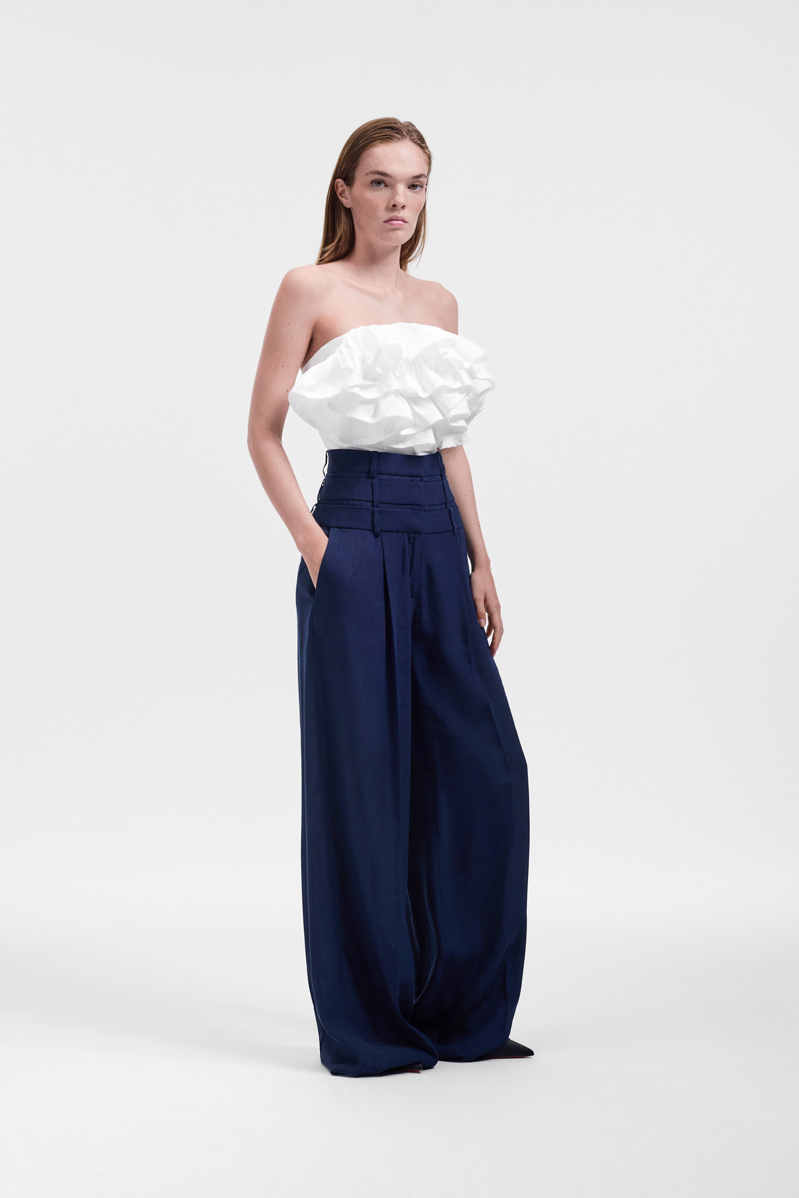 Linen Silk Wide Leg Trousers