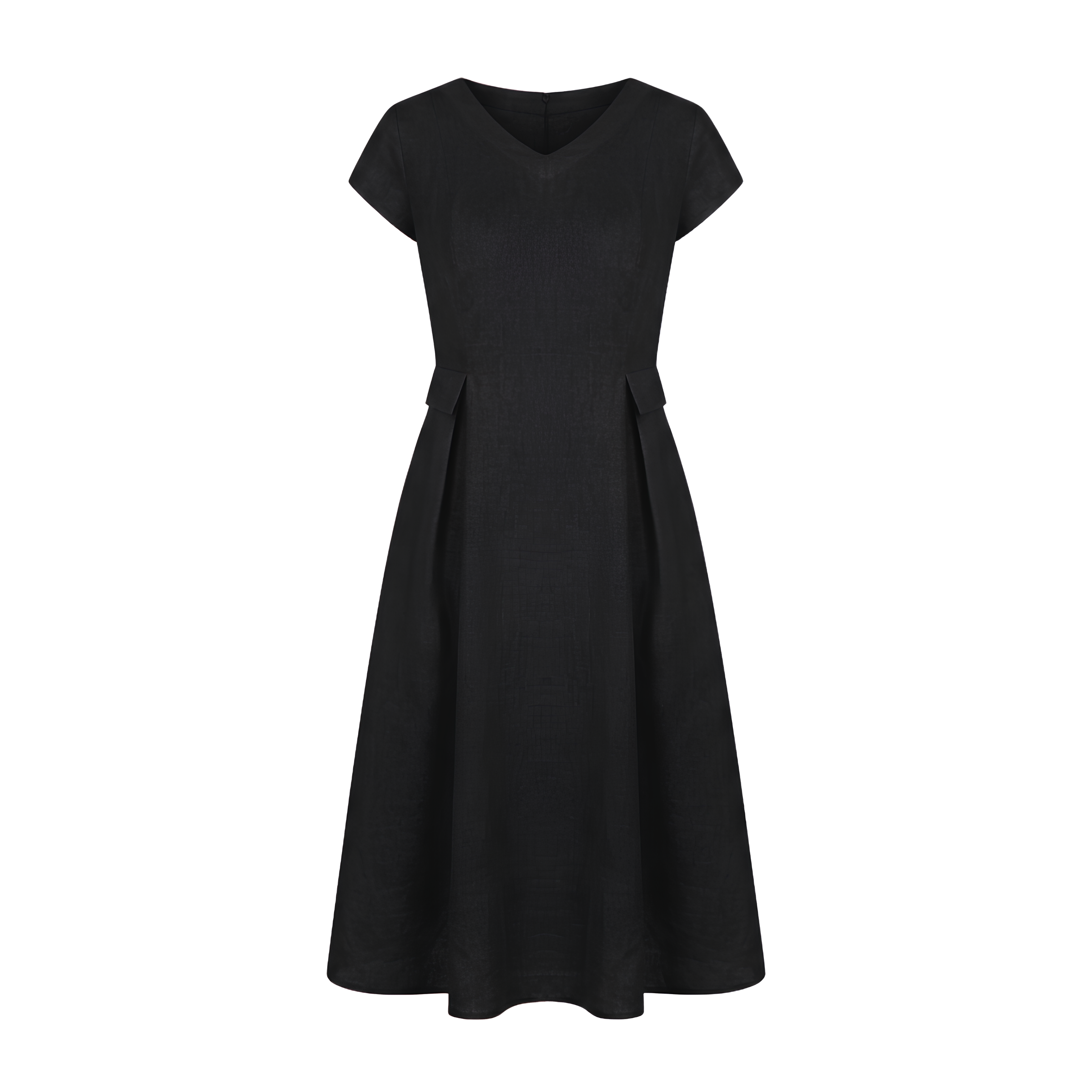 100% Linen Natural Summer V-Neck Dress ALEXA