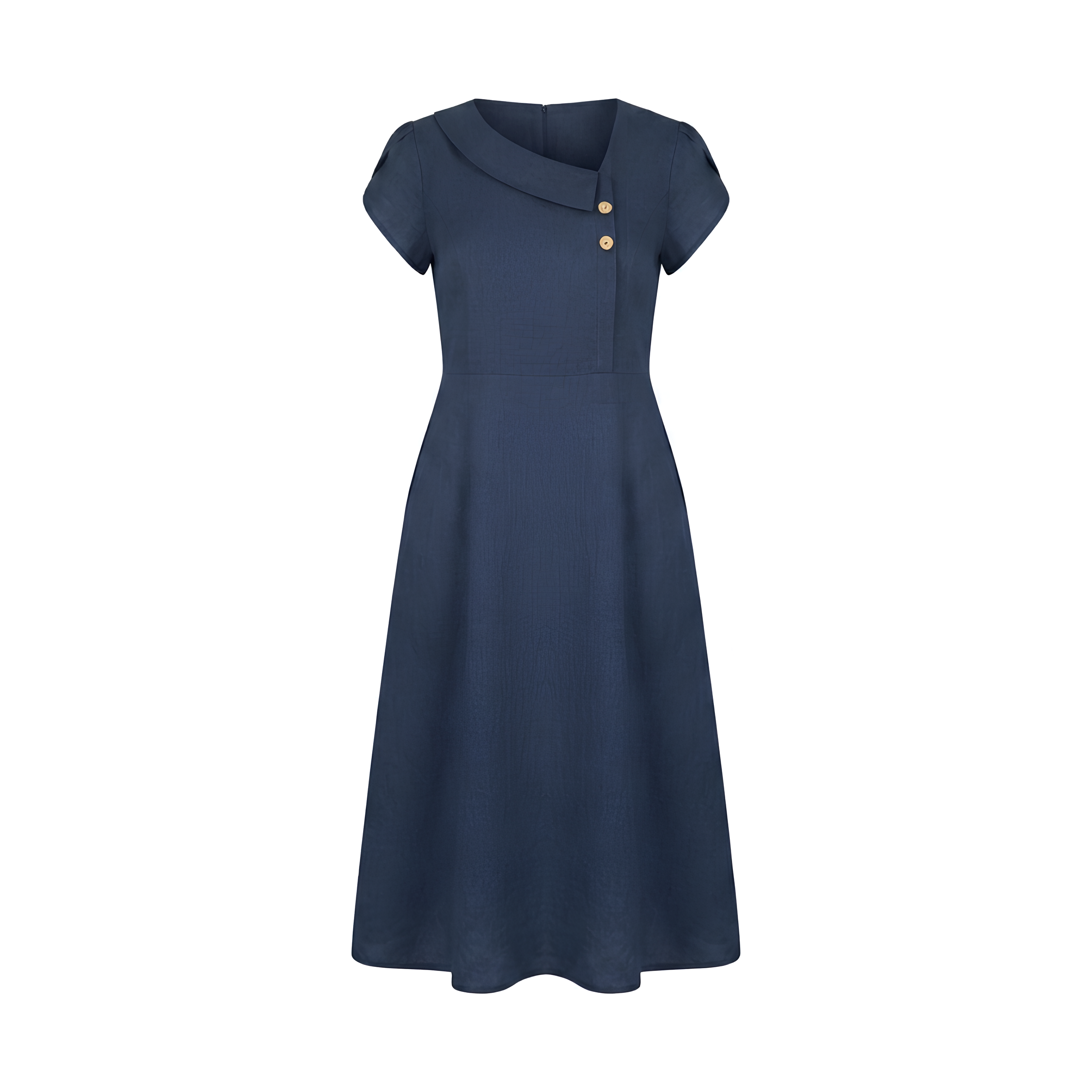 100% Linen Crescent Collar Flutter Sleeve Mini Dress FIONA