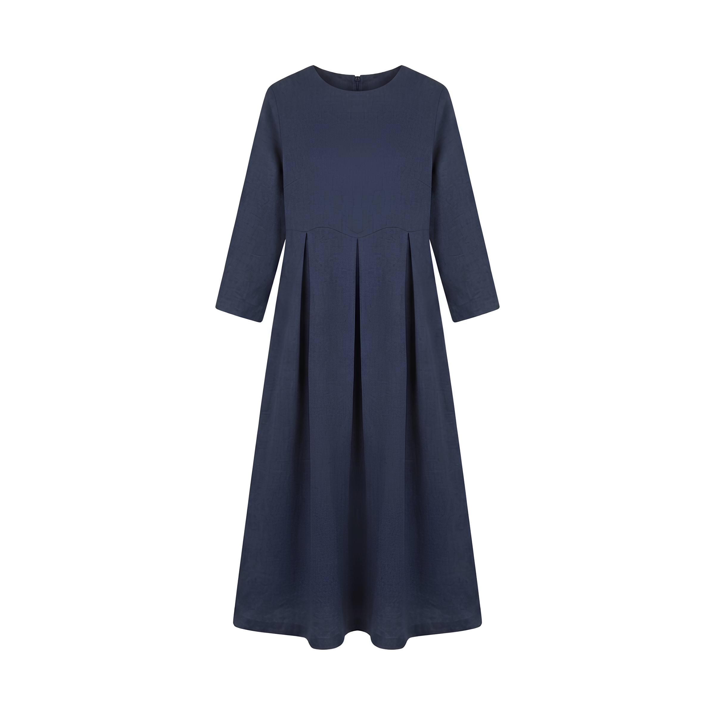 100% Linen Bateau Neck Pleated Midi Dress ABIGAIL