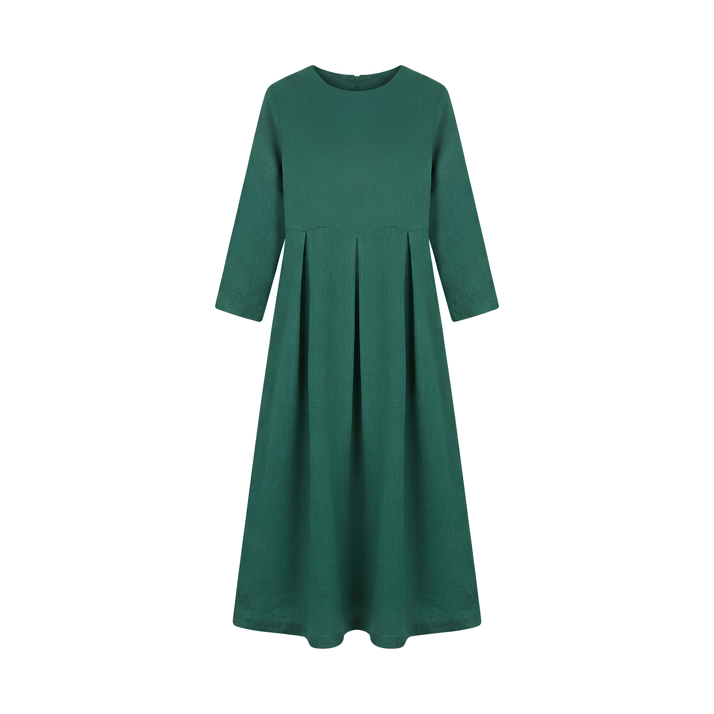 Pleated Linen Midi Dress