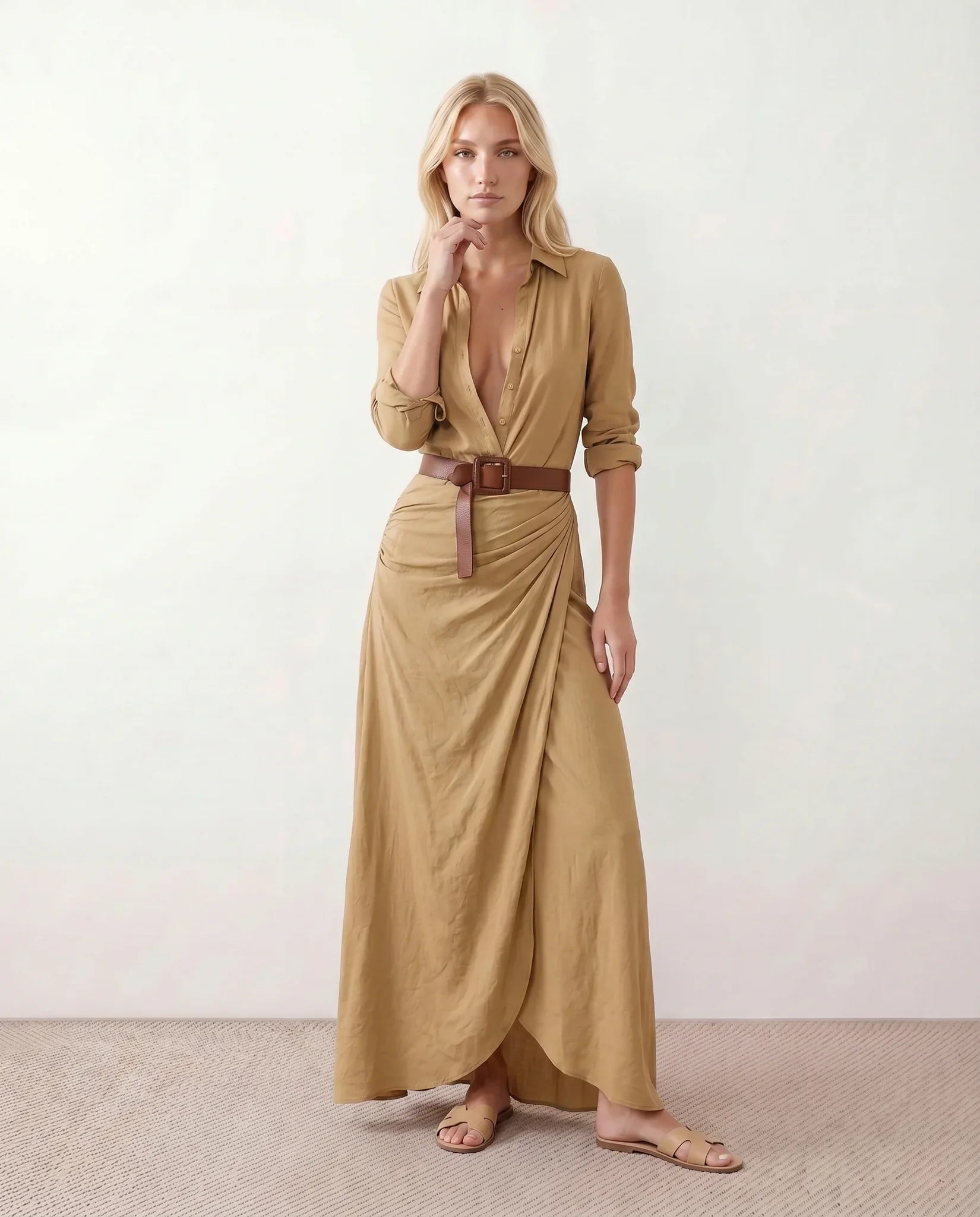 Julieta Button Front Maxi Dress