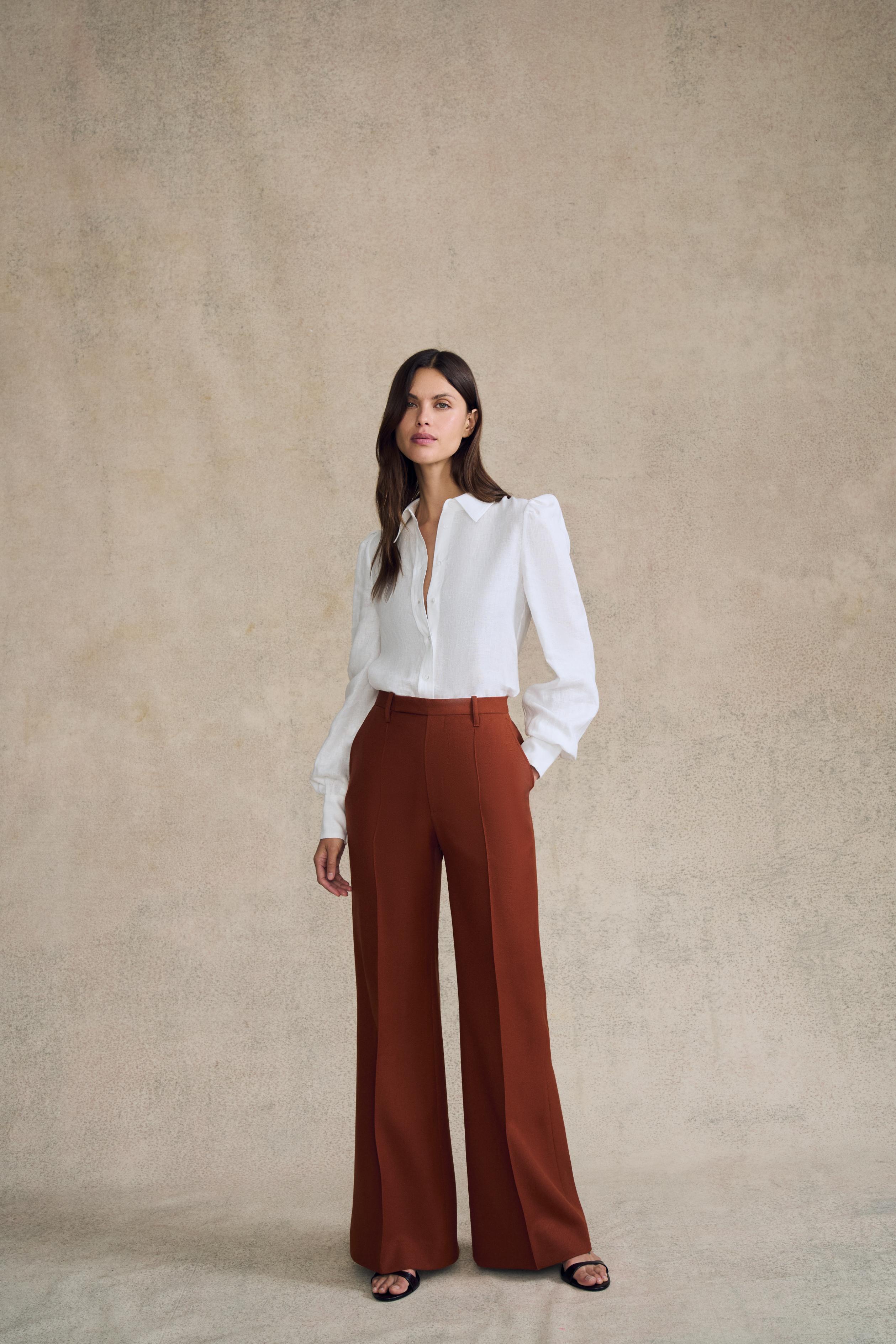 Flared Leg Trouser in Wool Twill