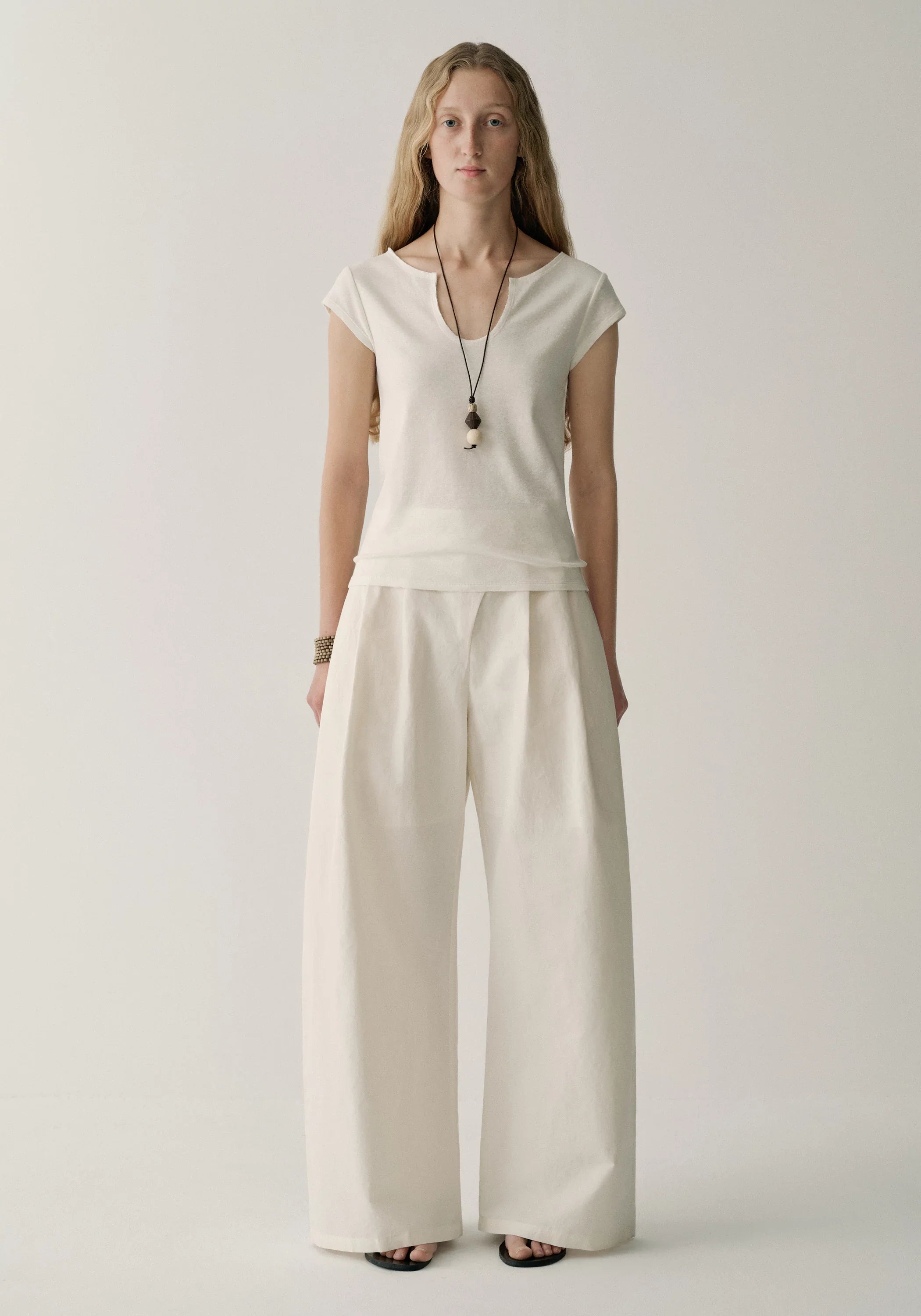 Asymmetric Cotton-linen Pants