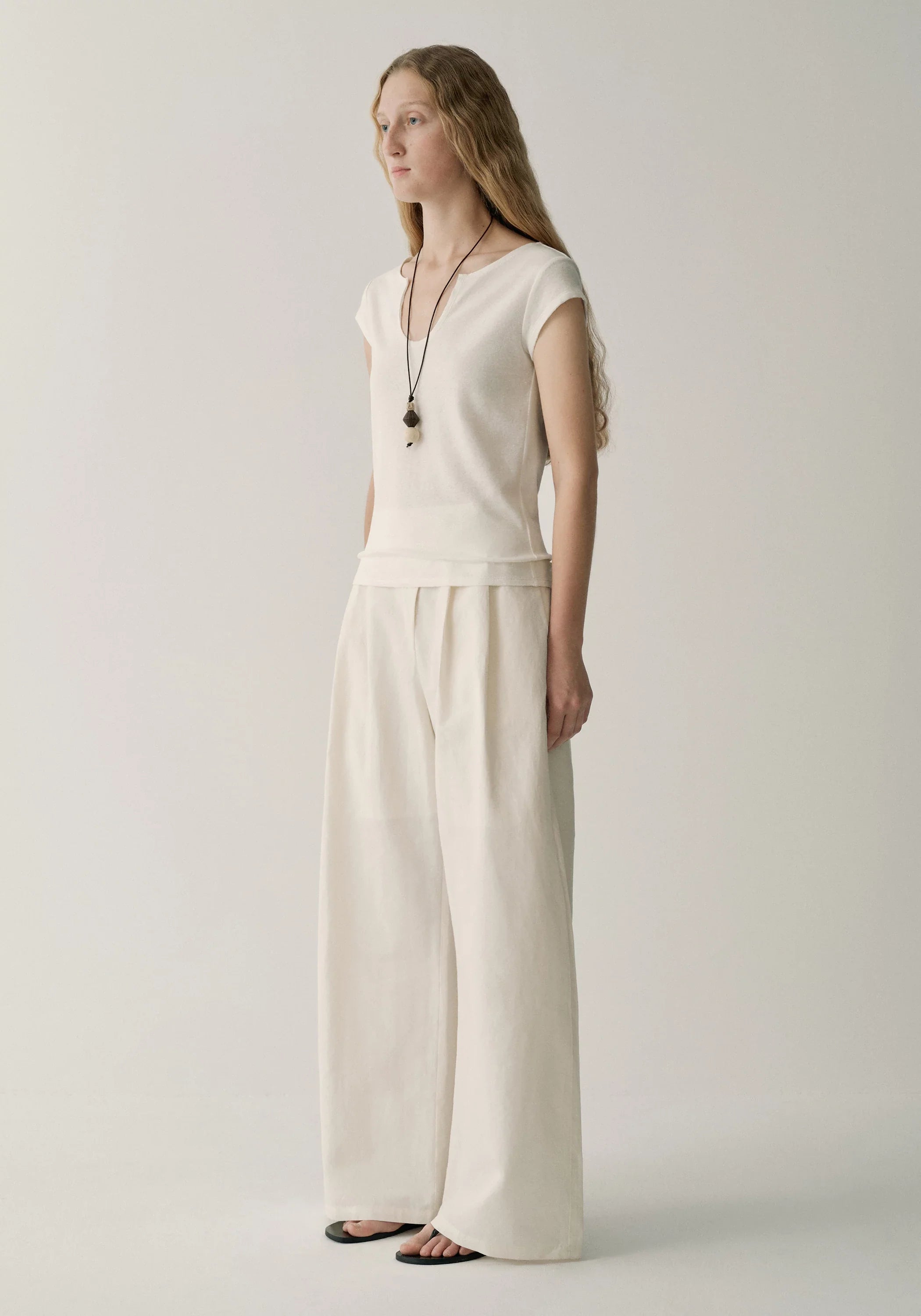 Asymmetric Cotton-linen Pants