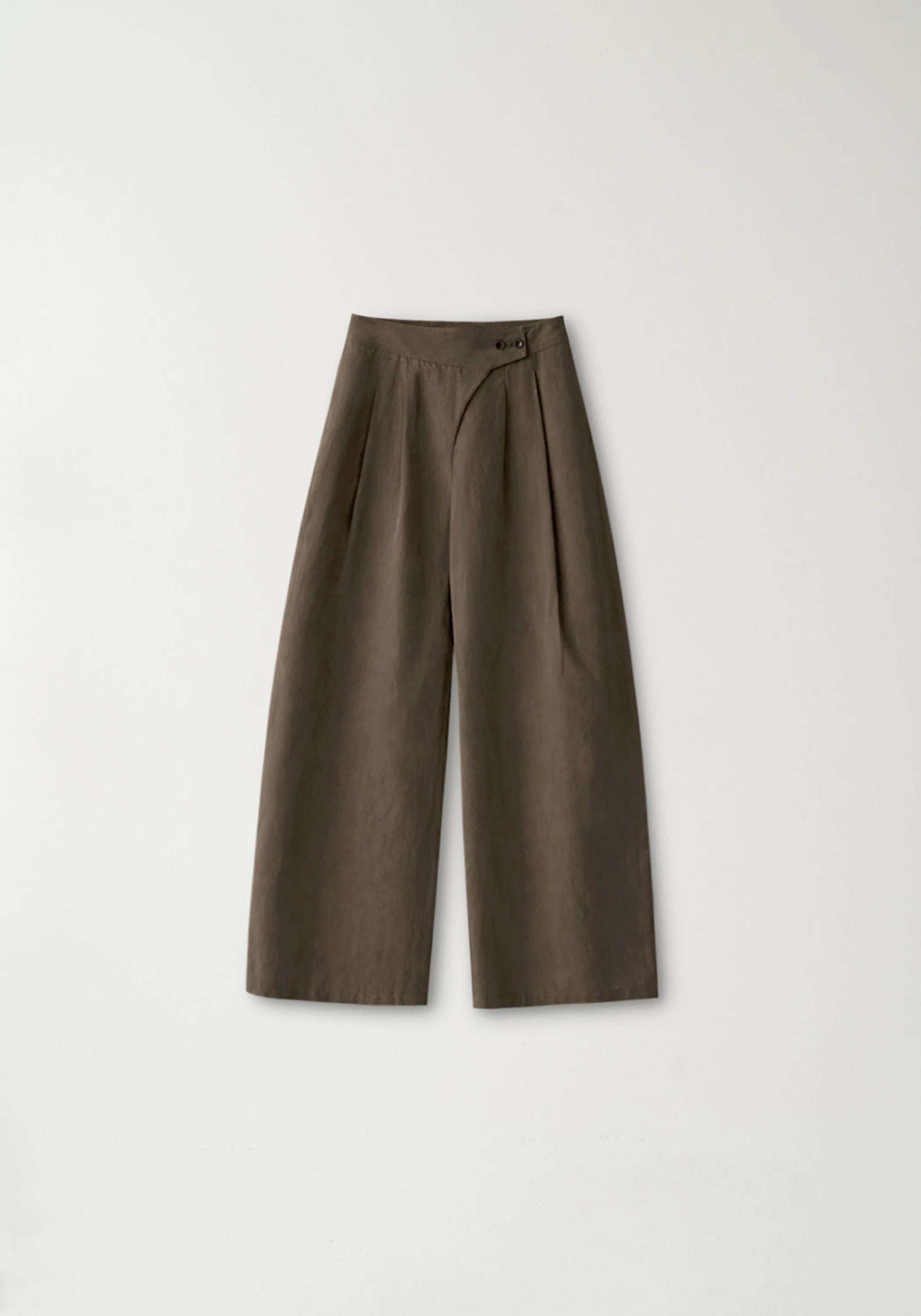 Asymmetric Cotton-linen Pants
