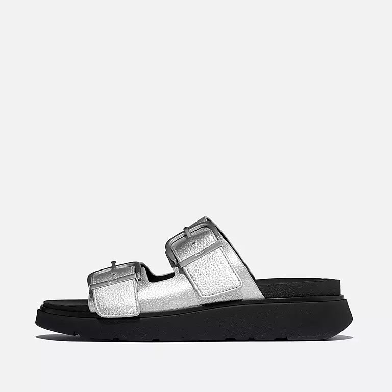 Buckle Suede Slides