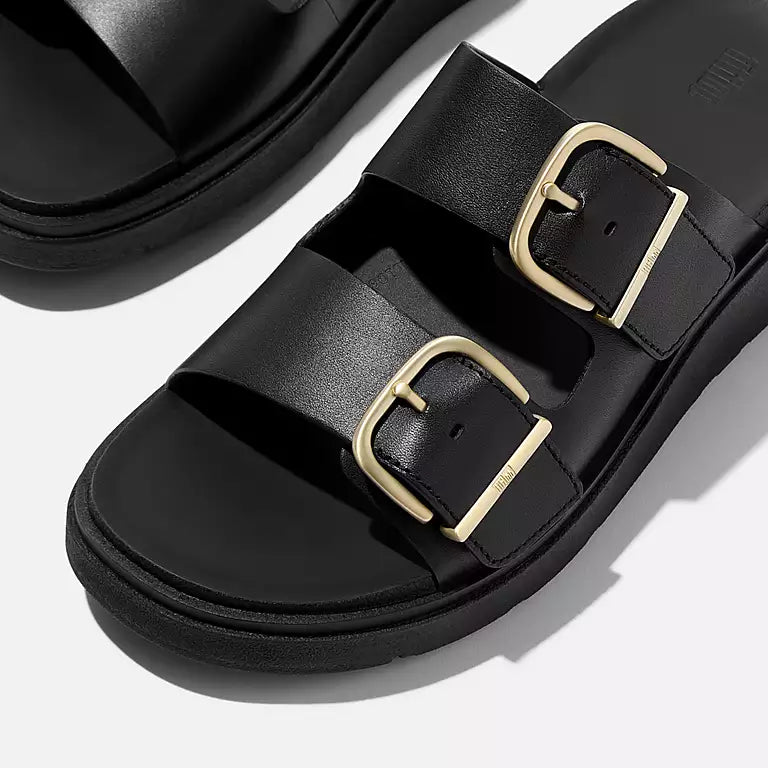Buckle Suede Slides