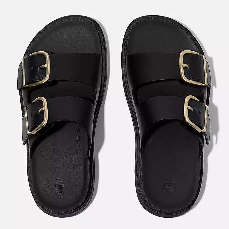 Buckle Suede Slides