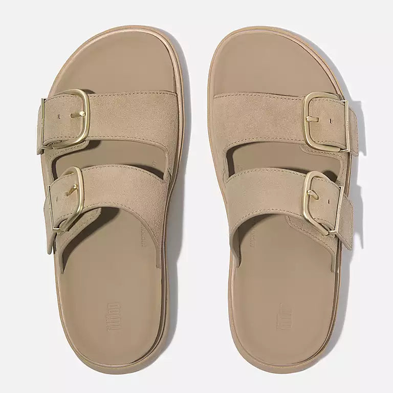 Buckle Suede Slides