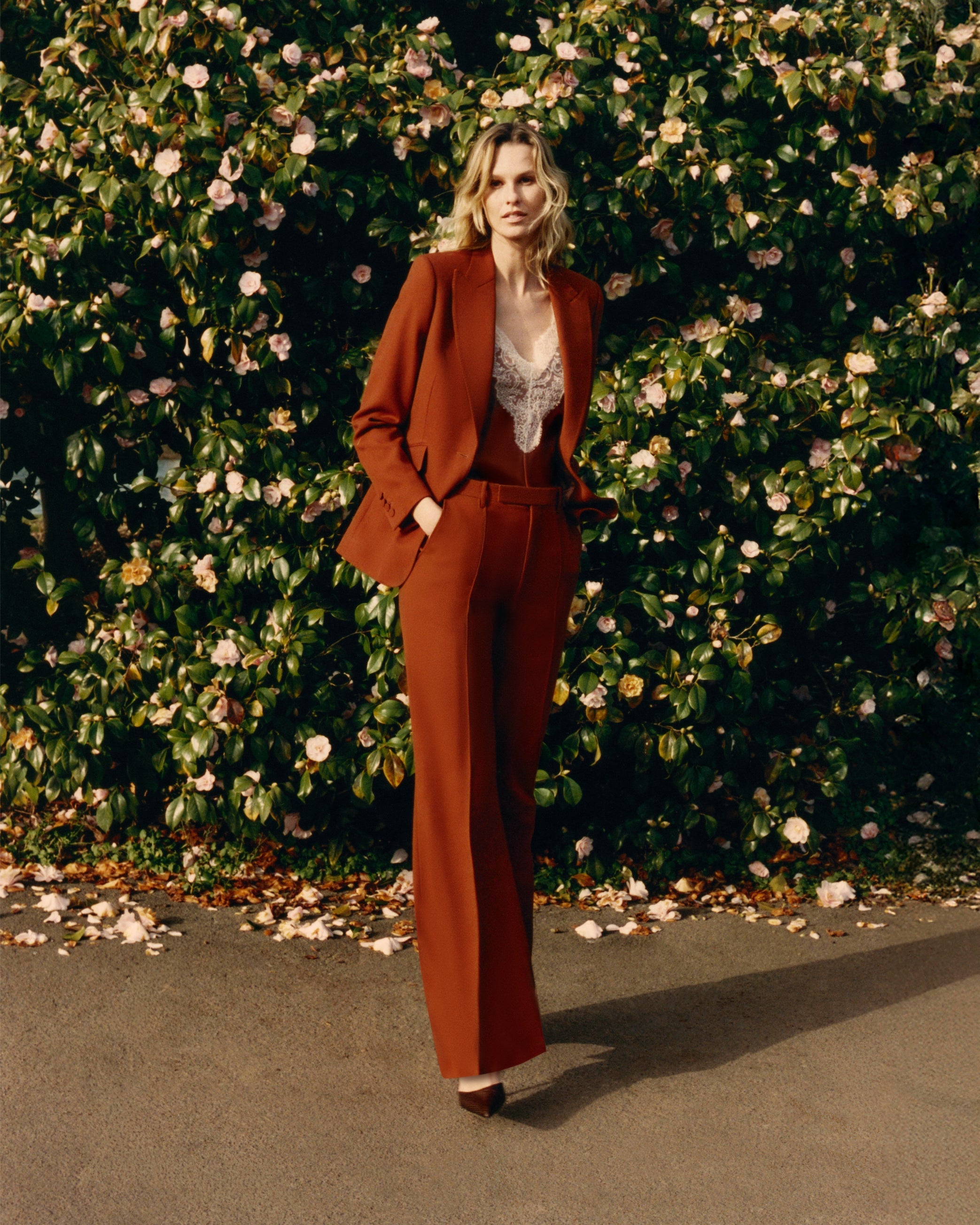 Flared Leg Trouser in Wool Twill