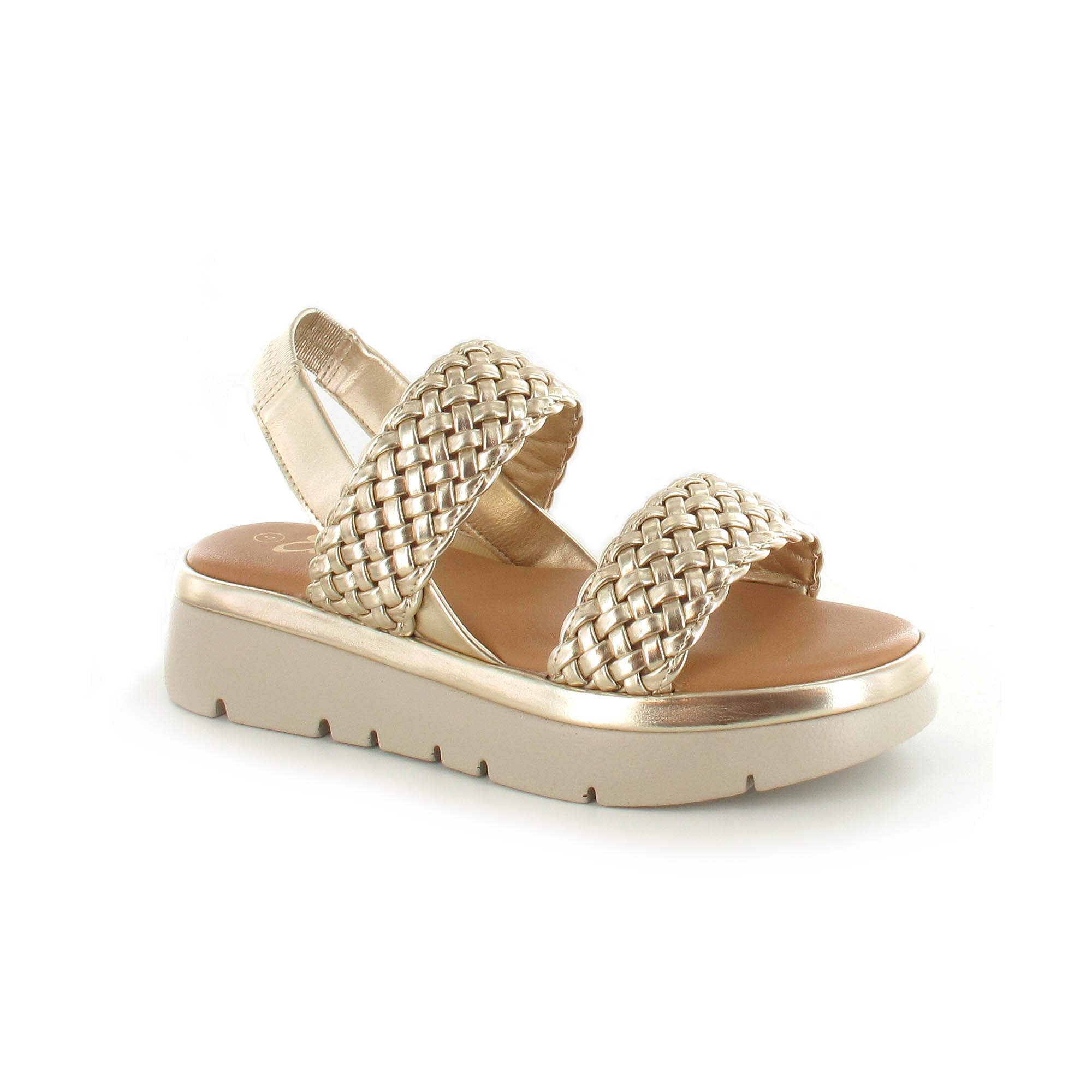 Lottie: Women's Woven Wedge Sandals - Gold