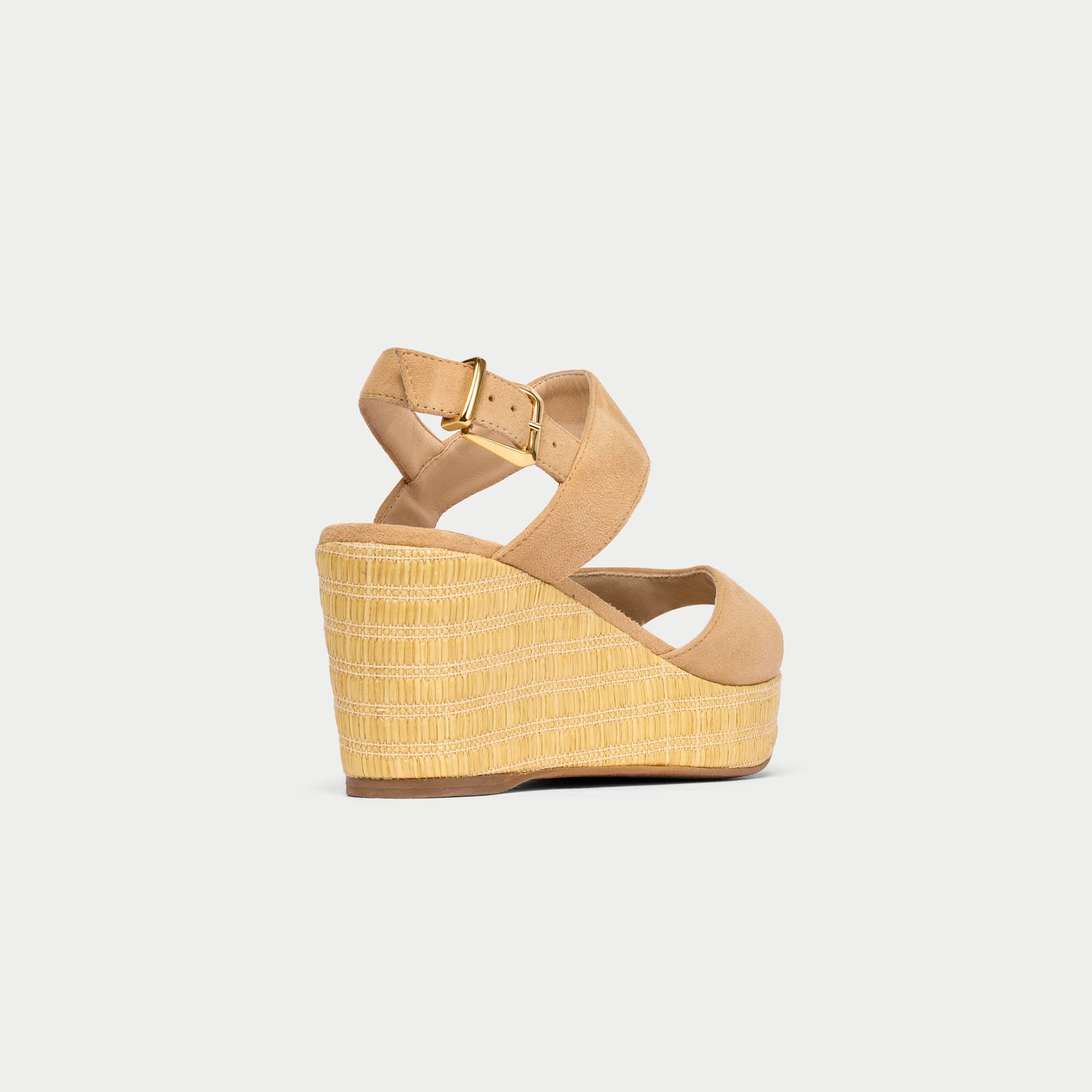 Eloise - Croissant Suede Wedges