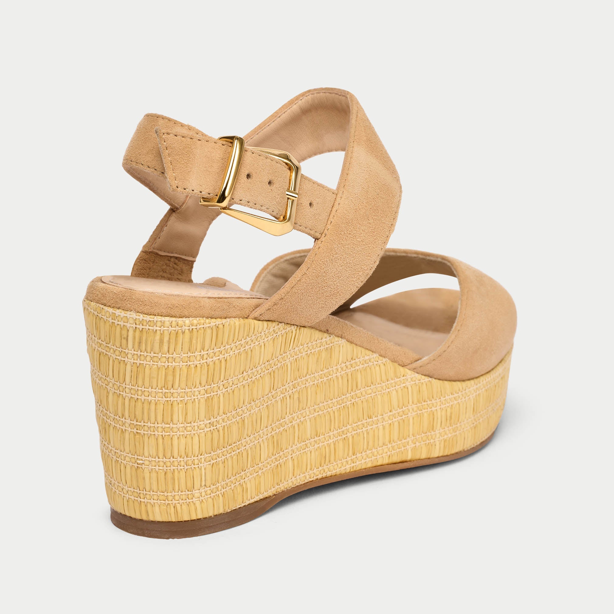 Eloise - Croissant Suede Wedges