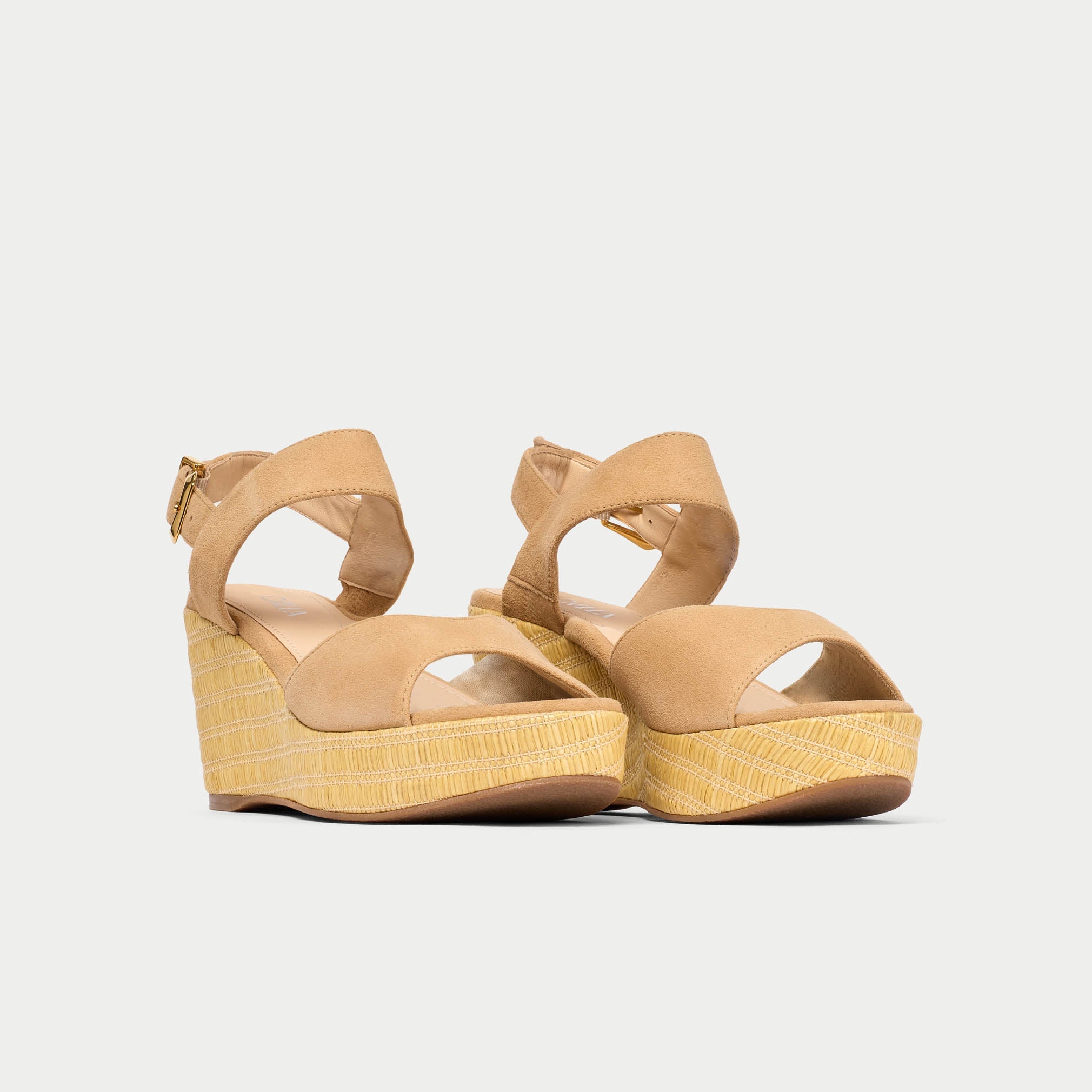 Eloise - Croissant Suede Wedges