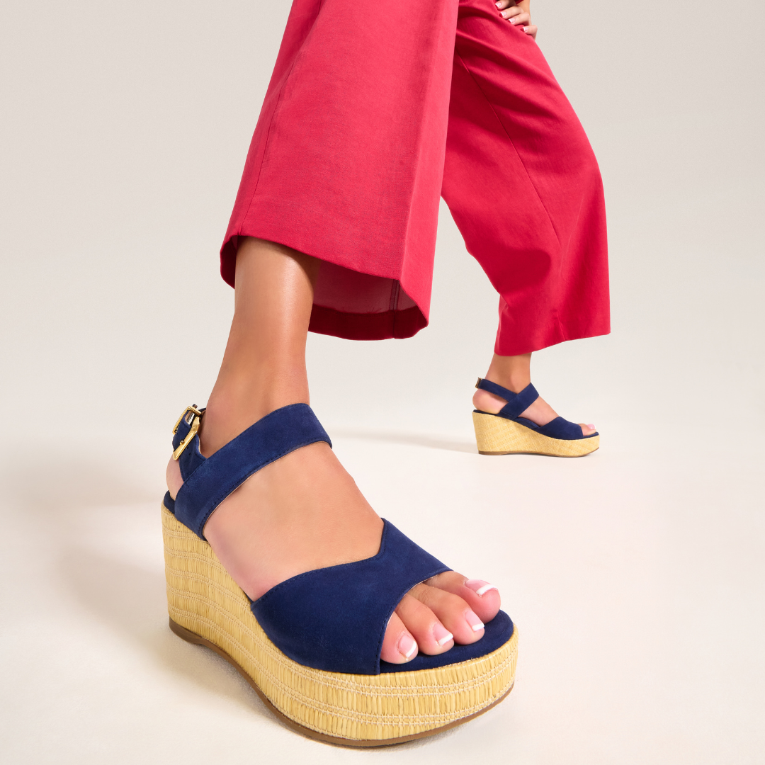 Eloise - Navy Suede Wedges