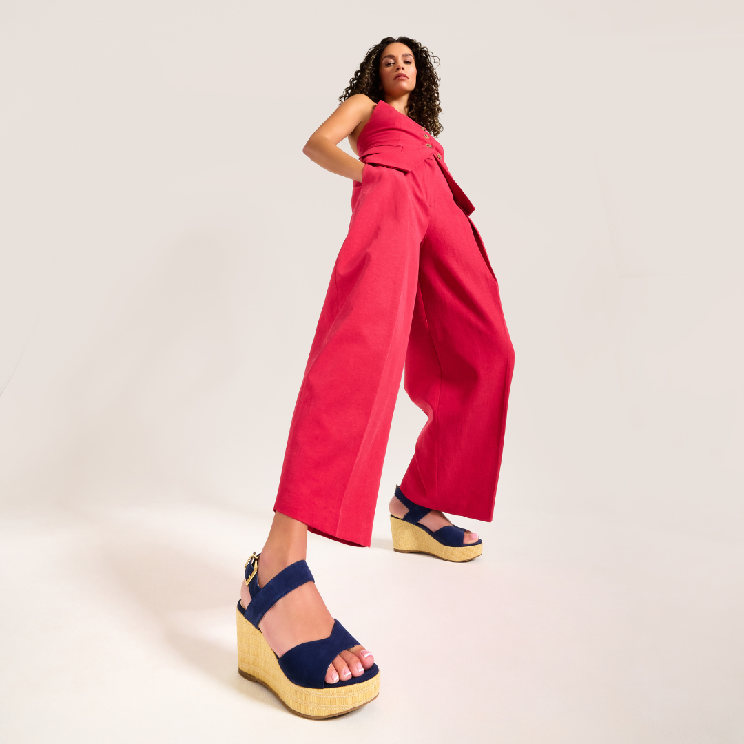 Eloise - Navy Suede Wedges