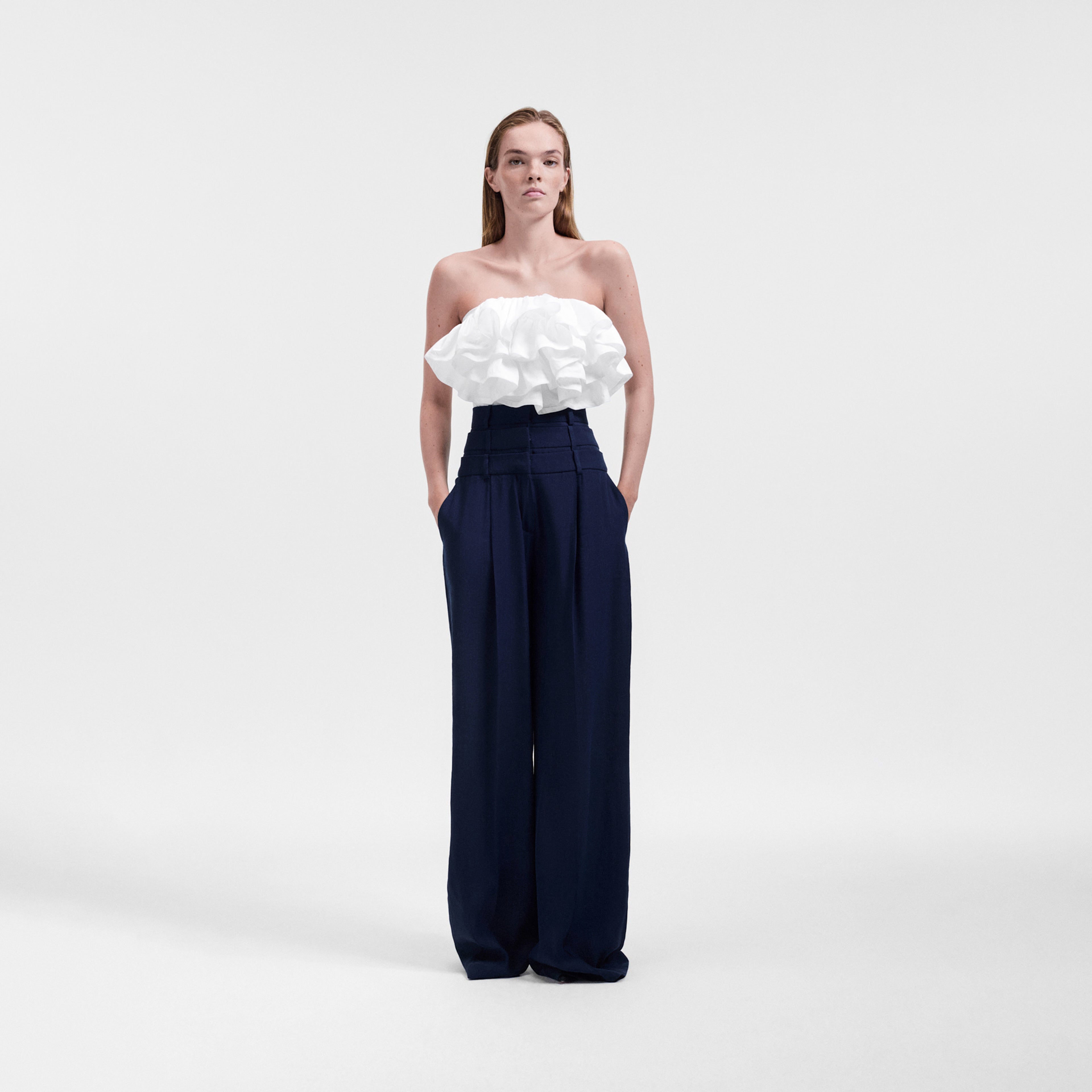 MULTI-LAYERED LINEN SILK BLEND TROUSERS